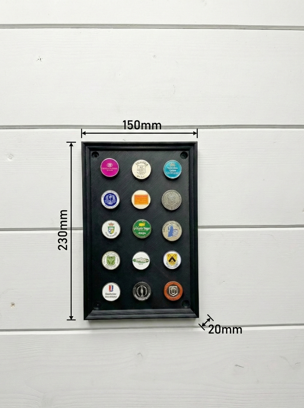 Wall-Mounted Golf Ball Marker Display – Holds up to 49 Markers | Golf Memorabilia Organizer