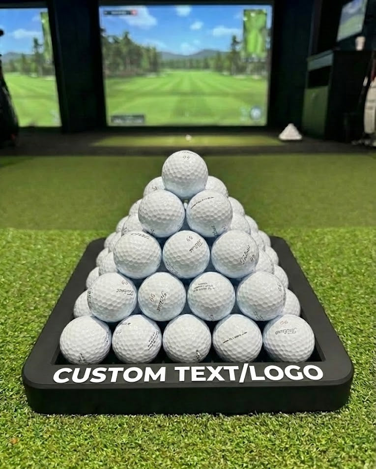 Pyramid Golf Ball Tray – Holds 30 or 55 Balls | Customizable Golf Simulator Accessory