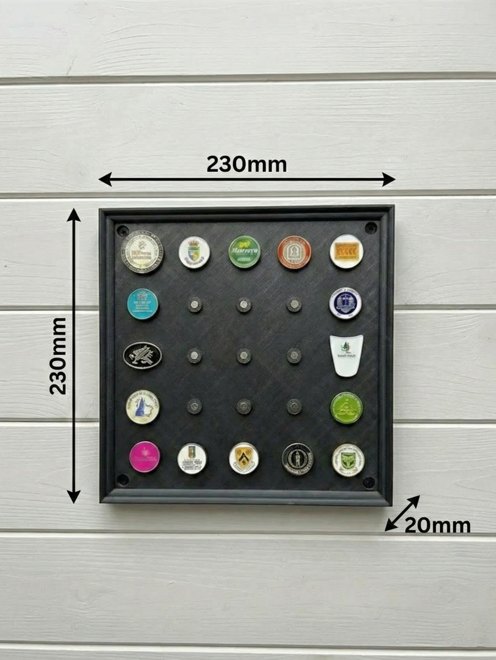 Wall-Mounted Golf Ball Marker Display – Holds up to 49 Markers | Golf Memorabilia Organizer