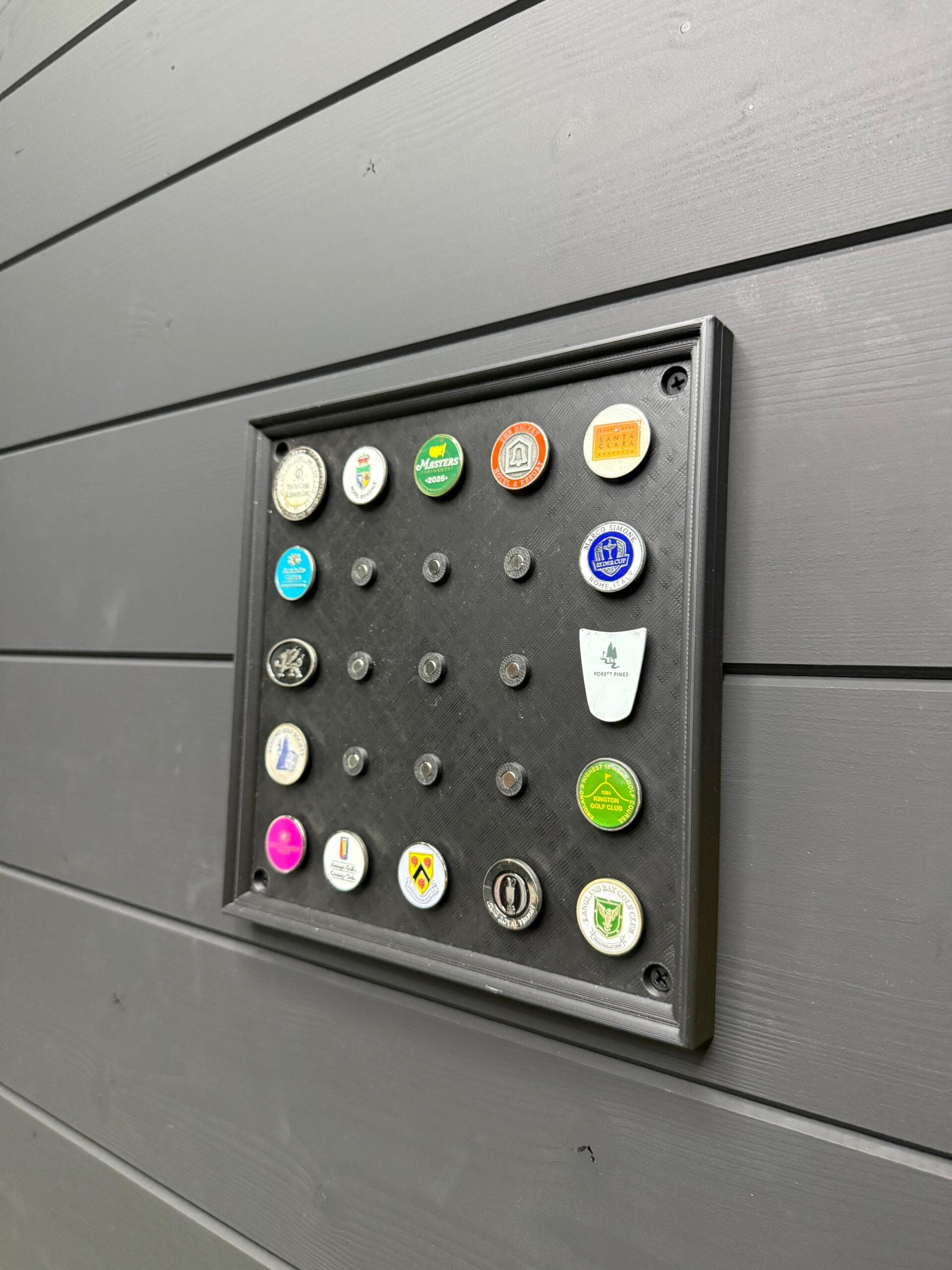 Wall-Mounted Golf Ball Marker Display – Holds 25 Markers | Golf Memorabilia Organizer