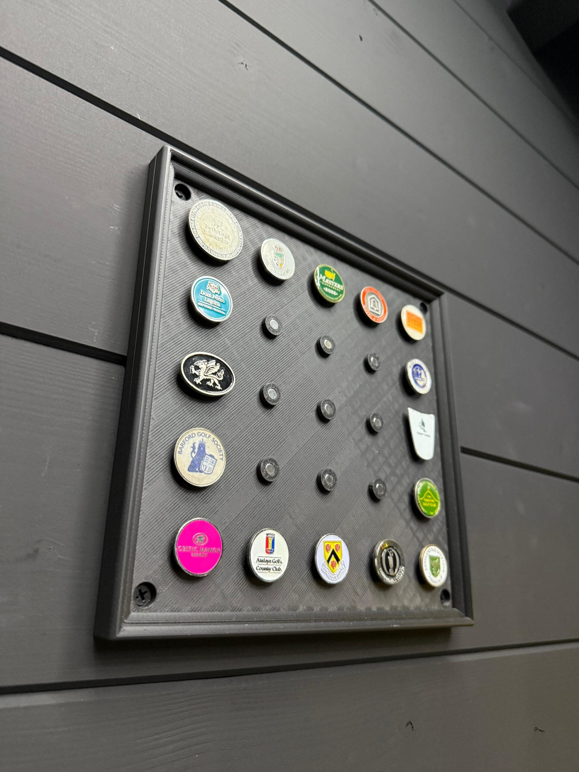 Wall-Mounted Golf Ball Marker Display – Holds 25 Markers | Golf Memorabilia Organizer