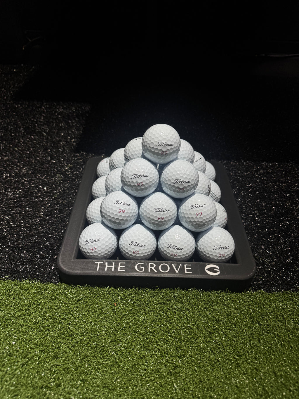 Pyramid Golf Ball Tray – Holds 30 or 55 Balls | Customizable Golf Simulator Accessory