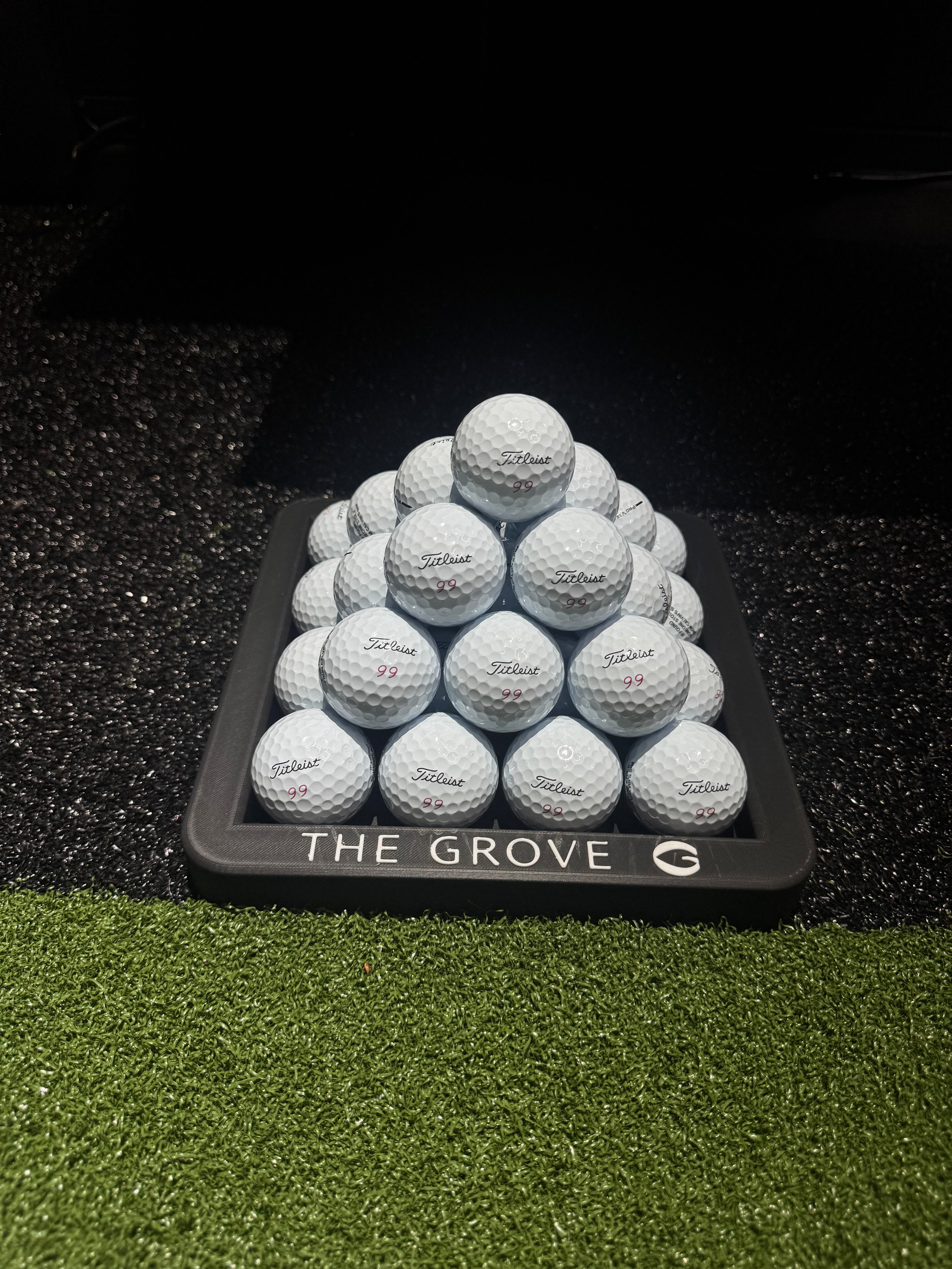 Pyramid Golf Ball Tray – Holds 30 or 55 Balls | Customizable Golf Simulator Accessory
