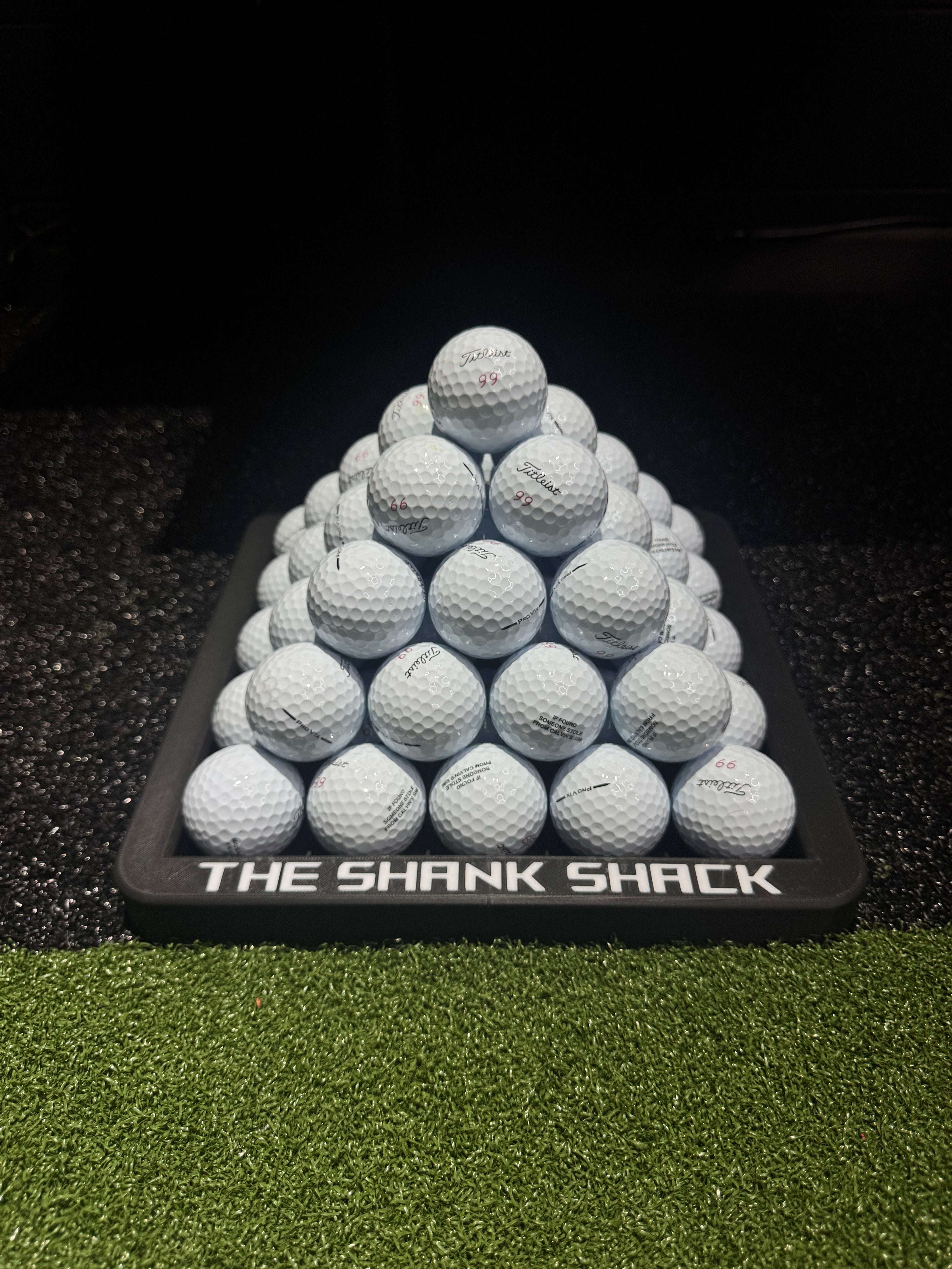 Pyramid Golf Ball Tray – Holds 30 or 55 Balls | Customizable Golf Simulator Accessory