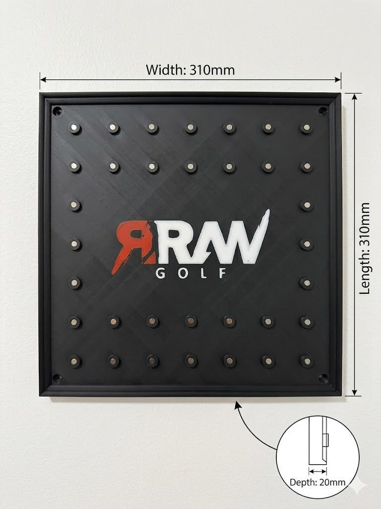 Limited Edition: RRaw Golf Wall-Mounted Ball Marker Display – Holds 34 Markers | Golf Memorabilia Organizer