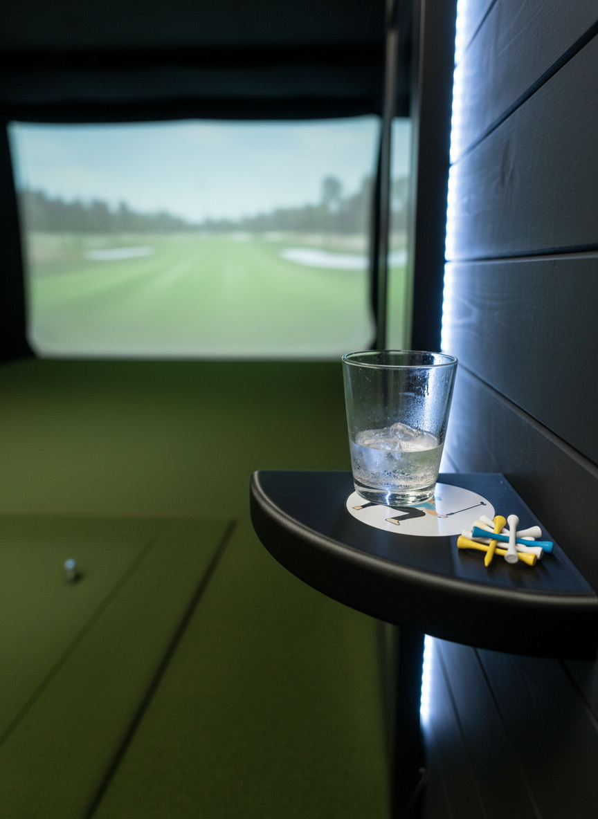 Floating Corner Golf Shelf with Customizable Coaster – Golf Décor & Gift for Golfers