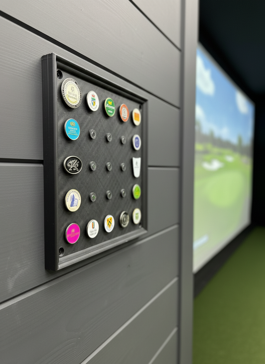 Wall-Mounted Golf Ball Marker Display – Holds 25 Markers | Golf Memorabilia Organizer